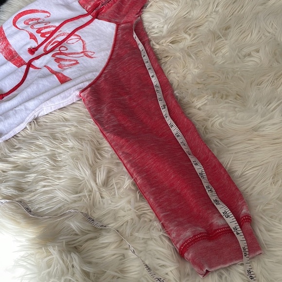Coca Cola red white drawstring lightweight hooded sweatshirt hoodie shirt top L - Picture 11 of 16